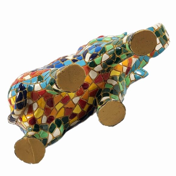 Vintage Mosaic Lucky Elephant Figurine Handmade Luck Statue Vtg Gaurdi Barcino - Picture 7 of 9